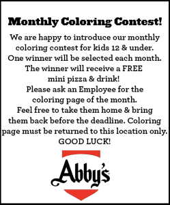 CBB Abbys Coloring Contest Abbys Coloring Contest