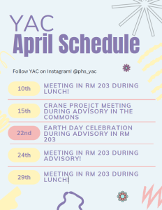 CBB April YAC Schedule